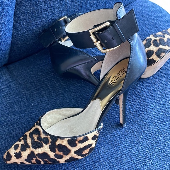 Michael Kors Shoes - Michael Kors Brinkley with Leopard Hair and Leather Back and Ankle Strap.